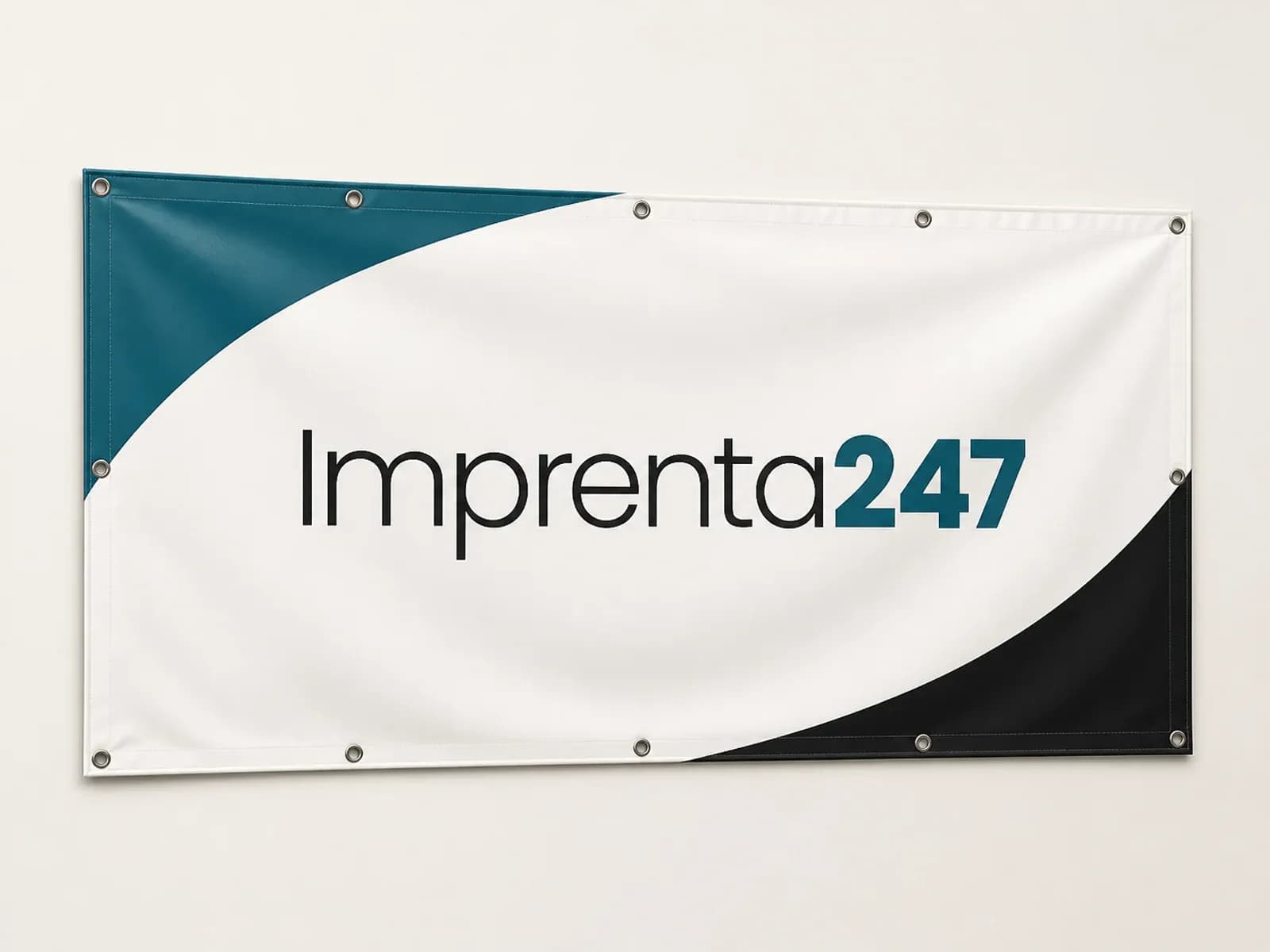 Banner de lona instalado con la marca Imprenta247