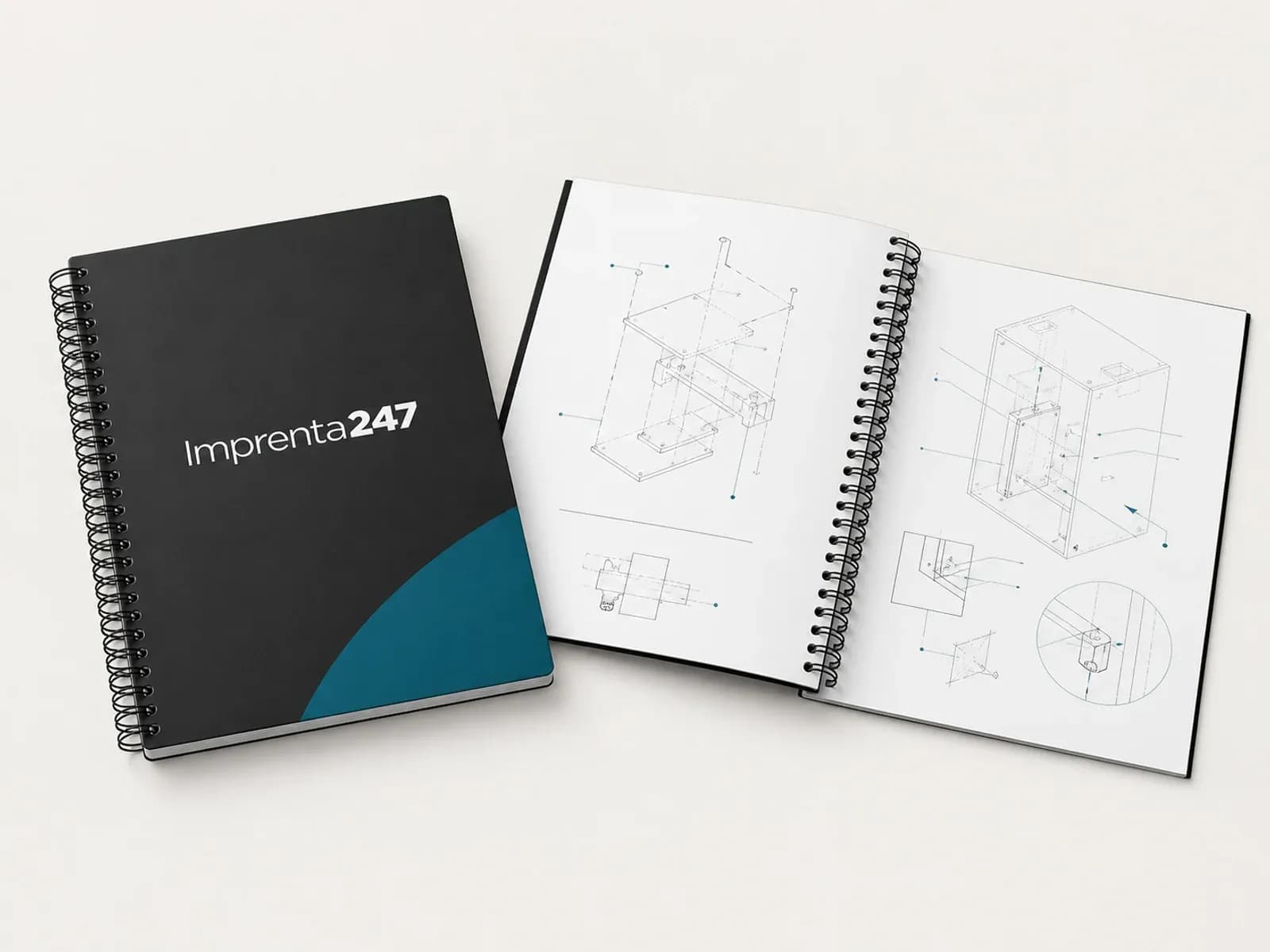 Manual técnico encuadernado con la marca Imprenta247
