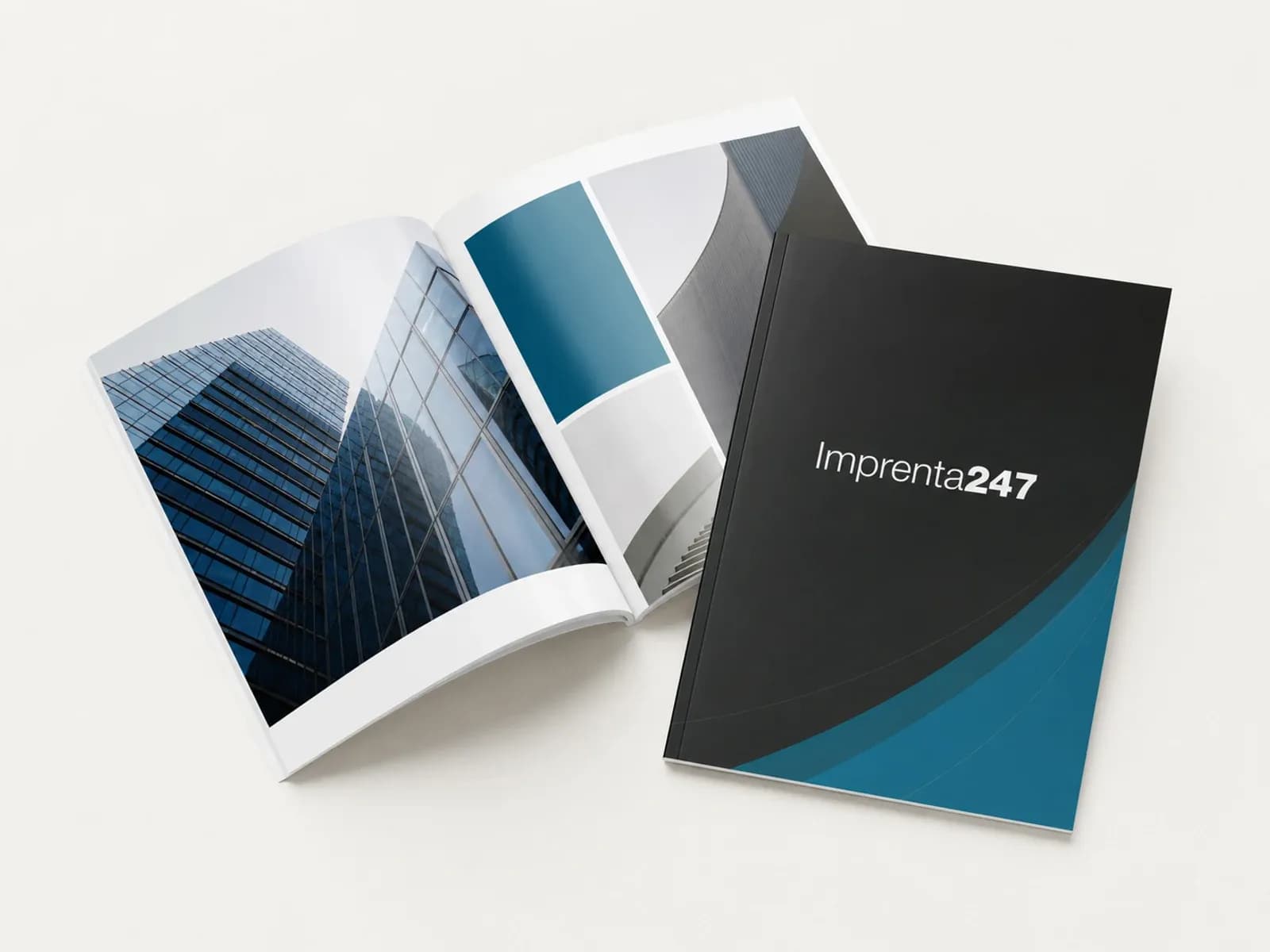 Revista corporativa abierta con la marca Imprenta247